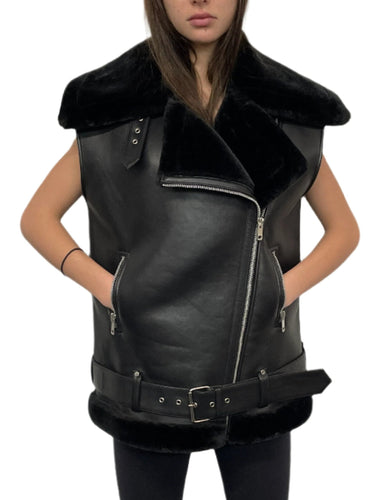 Walter Baker Black Leather Vest Jacket 