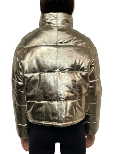 Walter Baker Gold Leather Puffer Jacket 