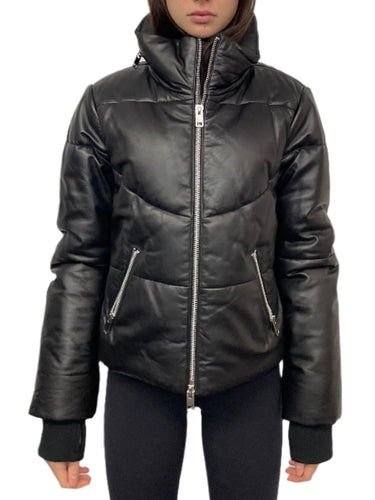 Walter Baker Black Leather Puffer Jacket 