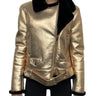 Walter Baker Gold Leather Jacket with Fur 