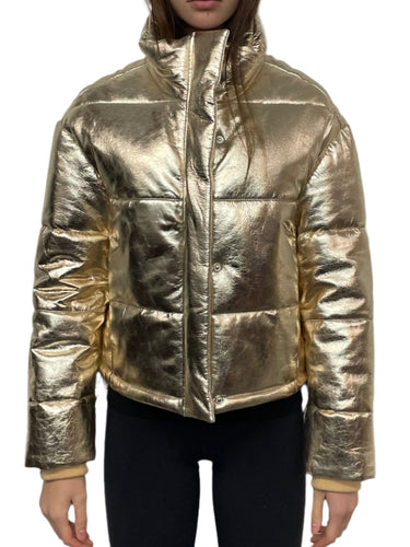 Walter Baker Gold Leather Puffer Jacket 