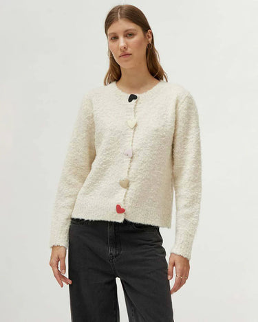 compania Fantastica Large Heart Cardigan in Cream