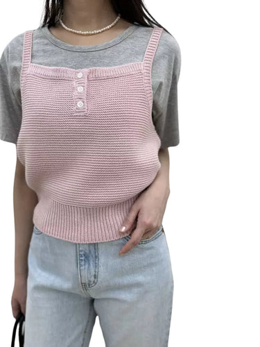 Clever Alice Knit Tank in Pink and Baby Blue 