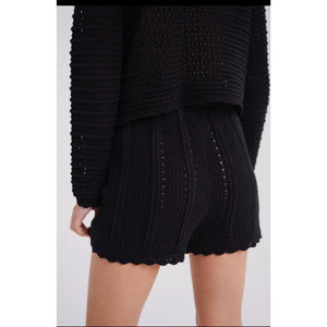 Clever Alice Black Crochet Shorts - Bottoms