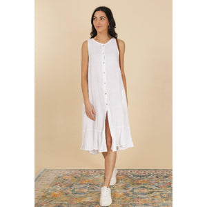Clever Alice Button Linen Dress in Multiple Colors - Dresses