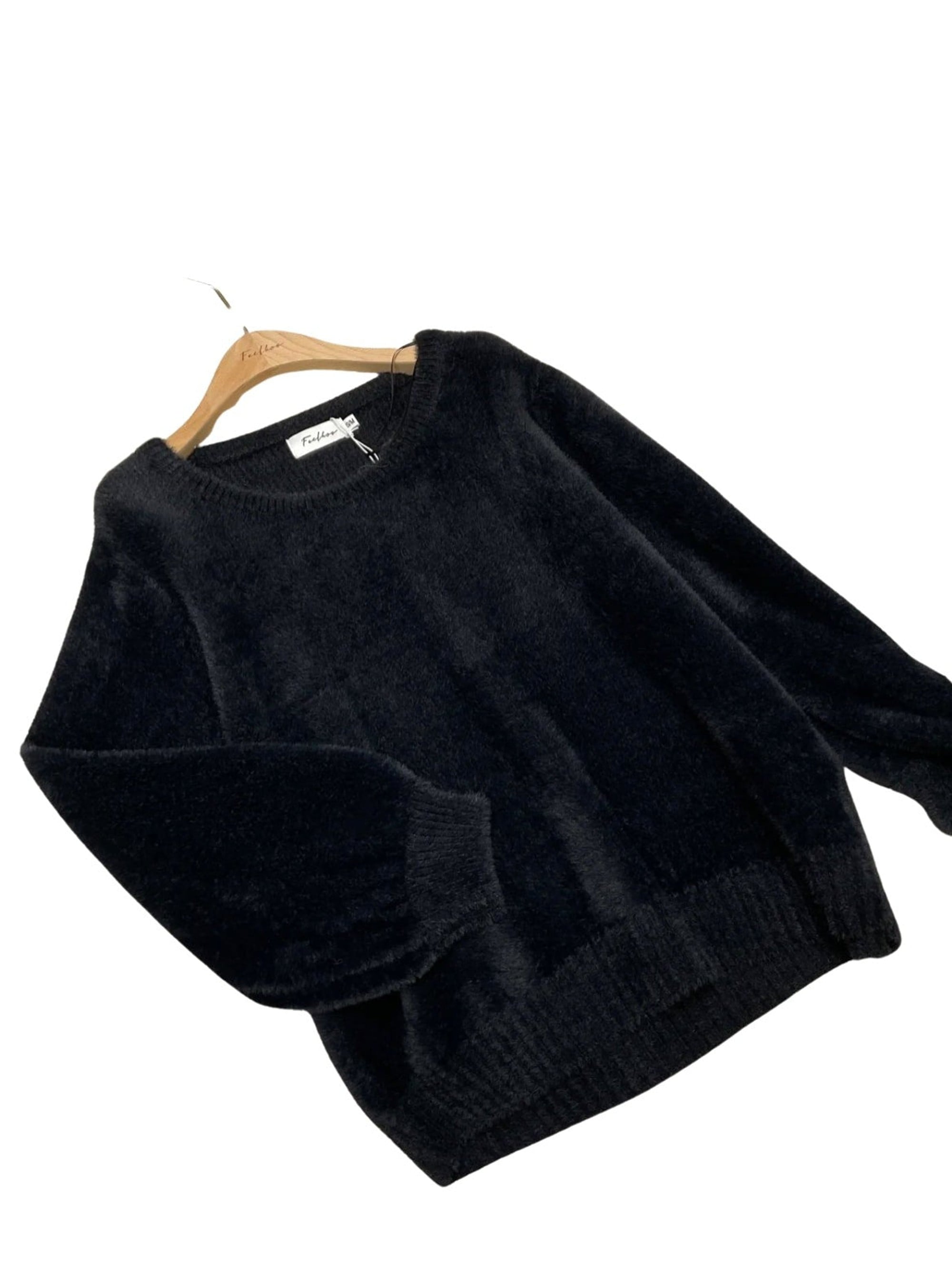 Clever Alice Fuzzy Bubble Sleeve Sweater in Four Colors - clever alice