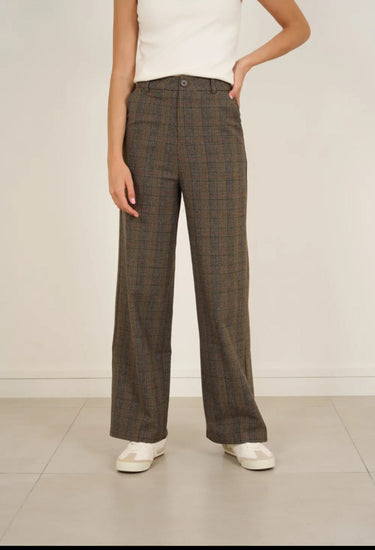 Clever Alice Brown Checked Trousers 