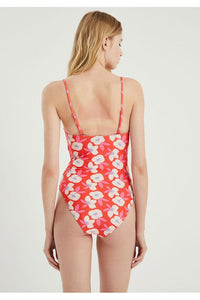 Compania Fantastica Flower print swimsuit with straight neckline and straps - clever alice