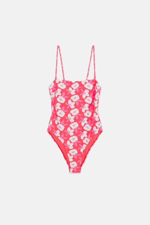 Compania Fantastica Flower print swimsuit with straight neckline and straps - clever alice