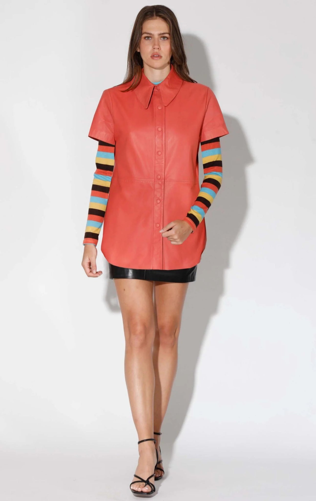 Walter Baker Laney Leather Top in Coral