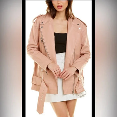 Walter Baker Emery Leather Jacket in Peach