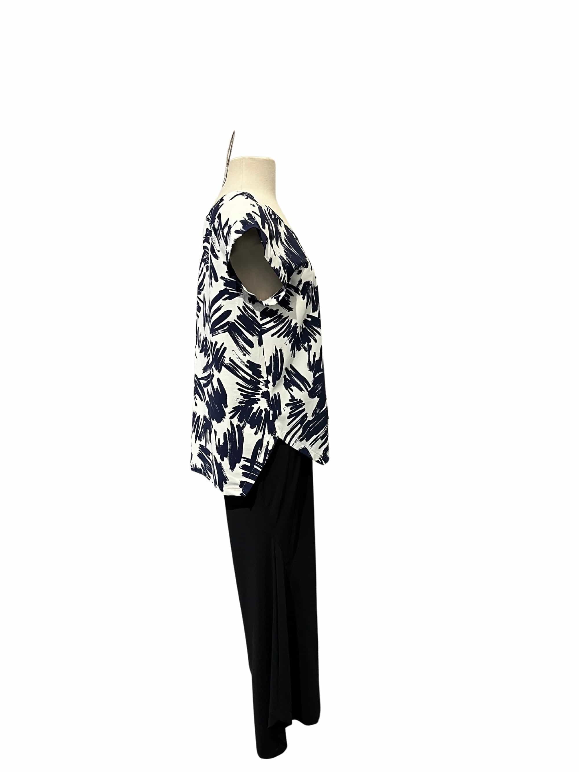 Porto Cap Sleeve in Navy and White Print - clever alice