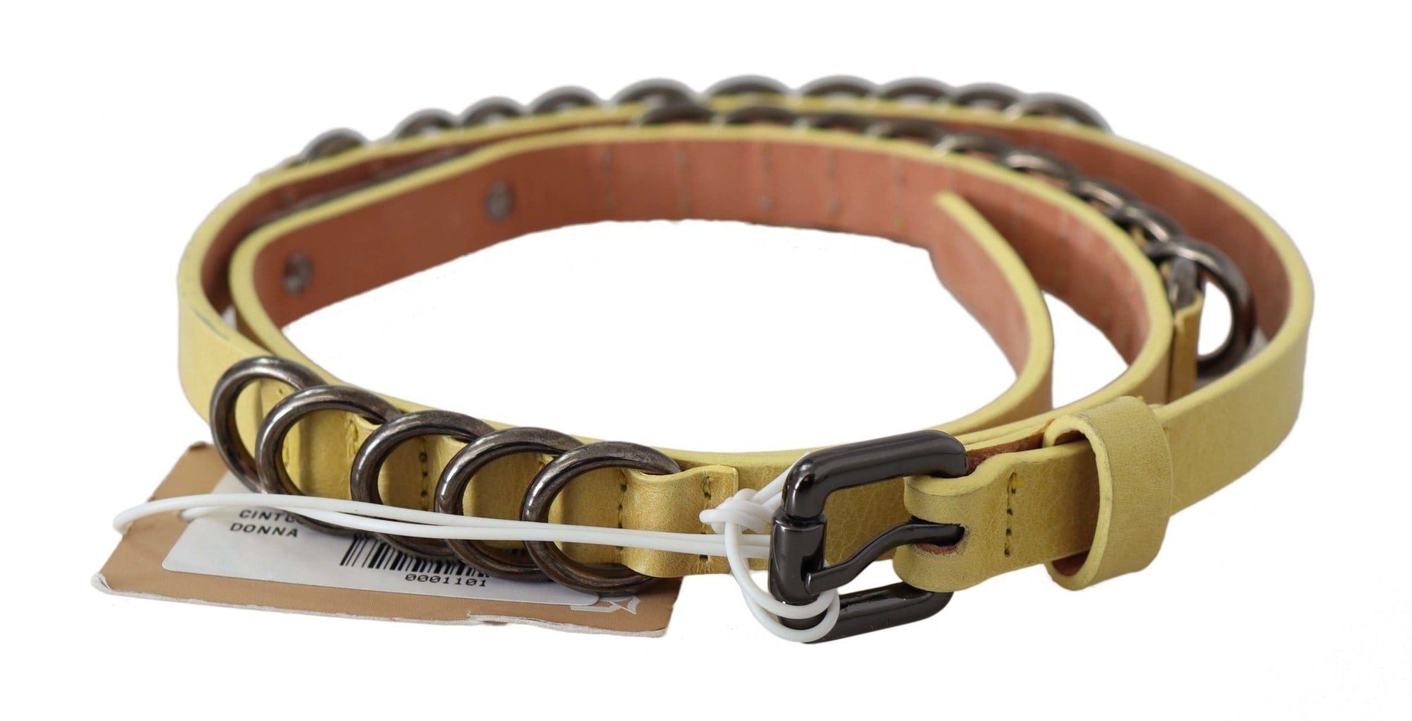 John Galliano Yellow Leather Luxury Slim Buckle Fancy Belt - clever alice