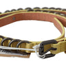 John Galliano Yellow Leather Luxury Slim Buckle Fancy Belt - clever alice