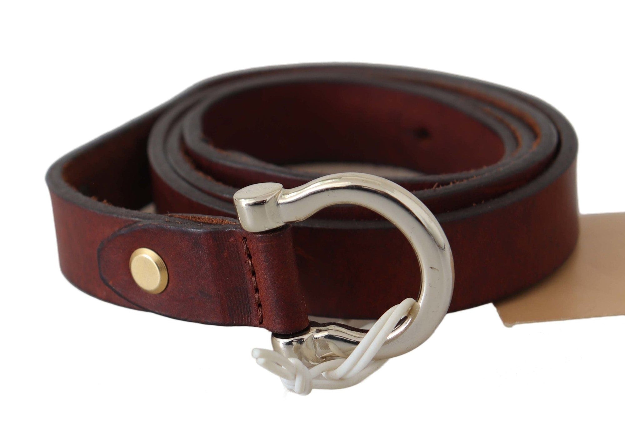 John Galliano Brown Leather Luxury Slim Buckle Belt - clever alice