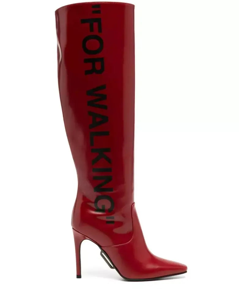 Off-White Red Leather Boot - clever alice