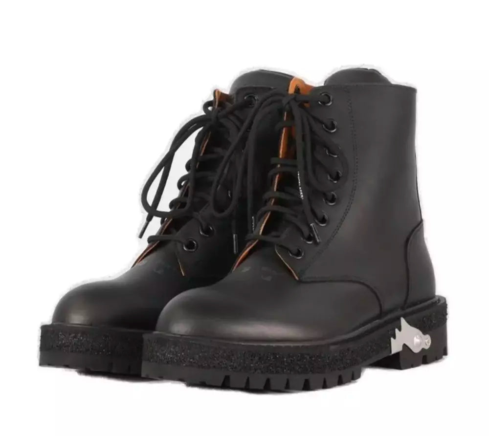 Off-White Black Leather Boot - clever alice
