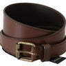 PLEIN SUD Brown Genuine Leather Rustic Metal Buckle Belt - clever alice